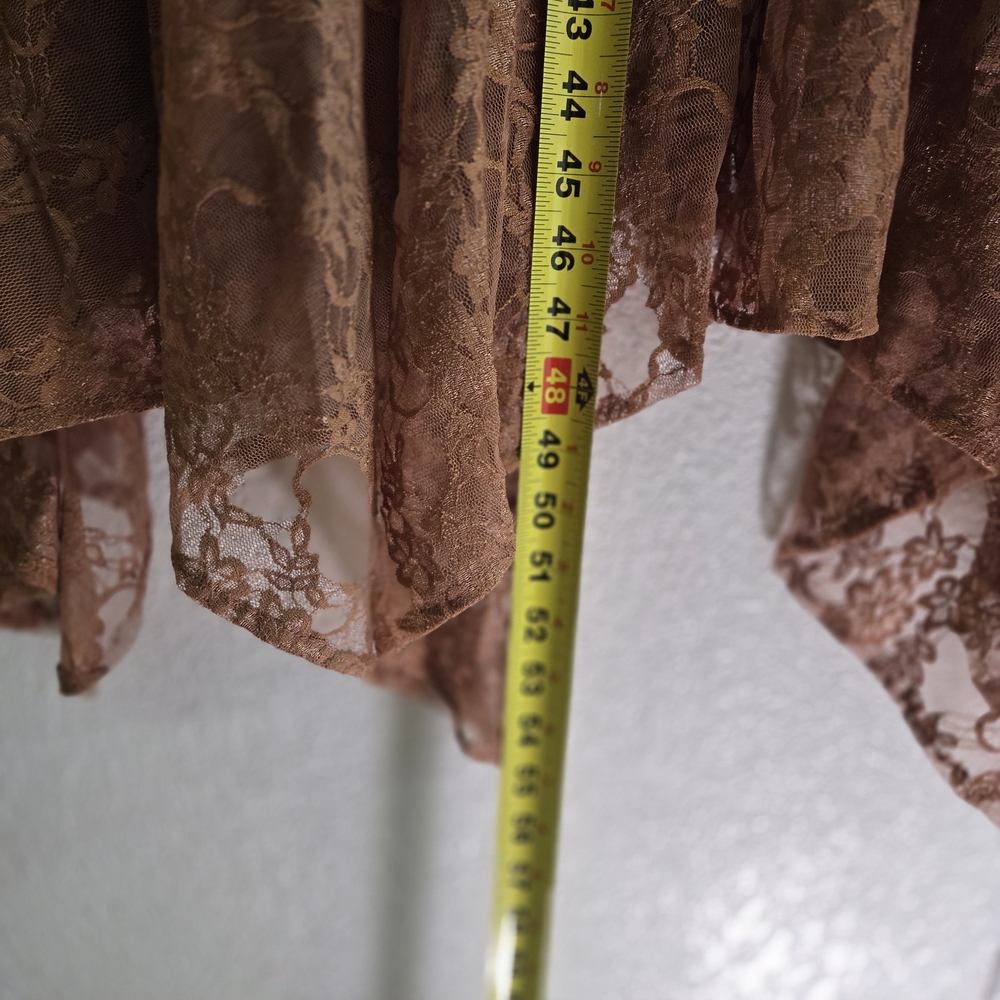 Brown Layered Lace Boho Romantic Duster Coat 2x Or‎ 3x Made In USA Western Ranch - Picture 13 of 14